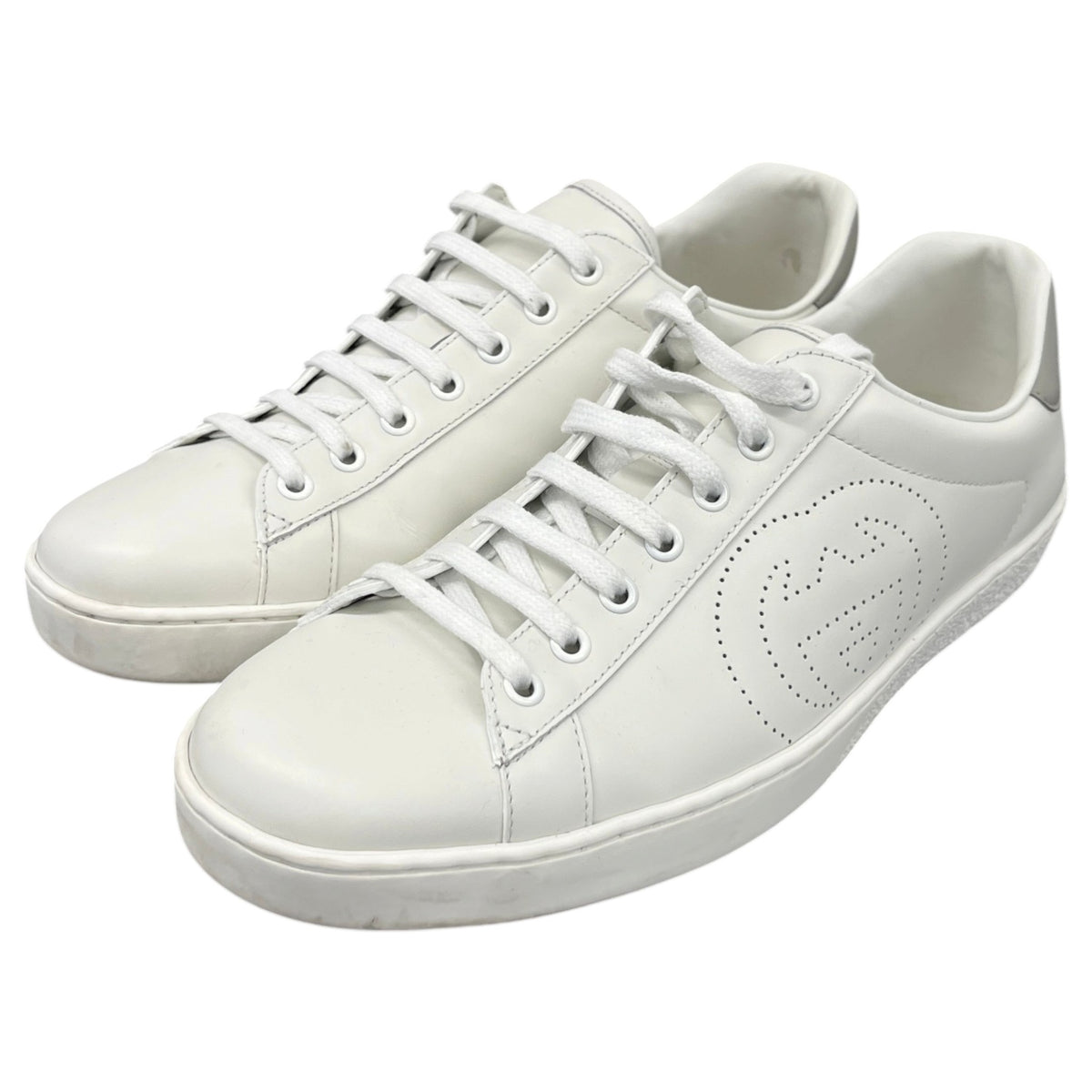 Men's Ace Interlocking G Logo Low Trainers White Size UK 9.5 / EU 43.5 - Photo 9