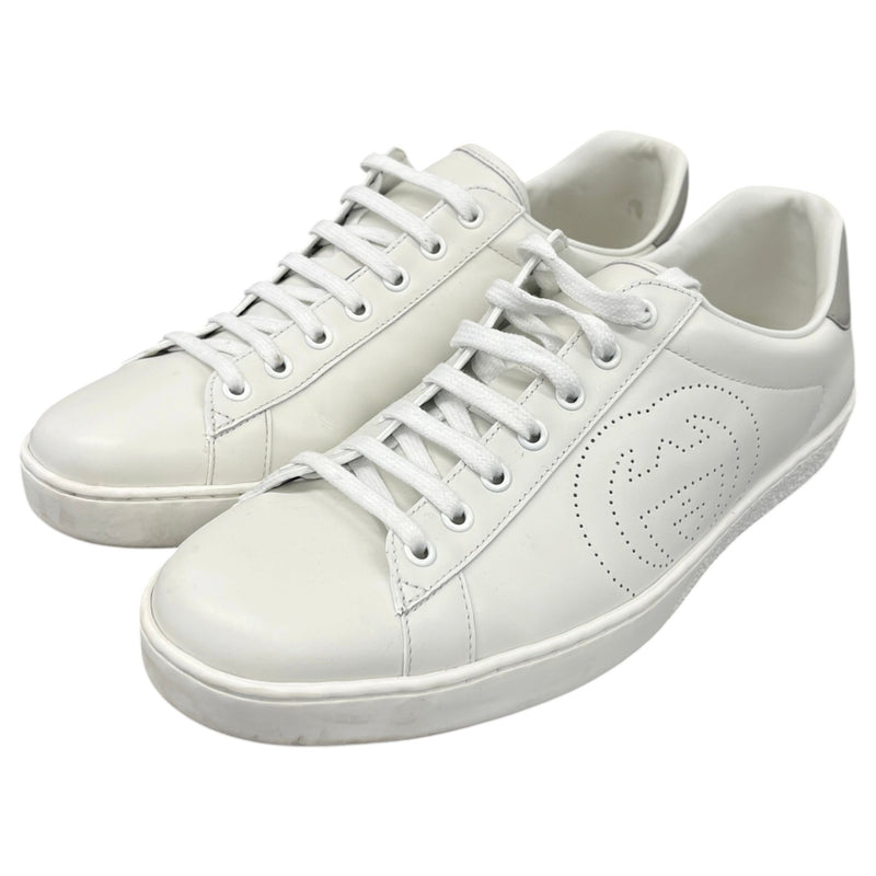 Men's Ace Interlocking G Logo Low Trainers White Size UK 9.5 / EU 43.5