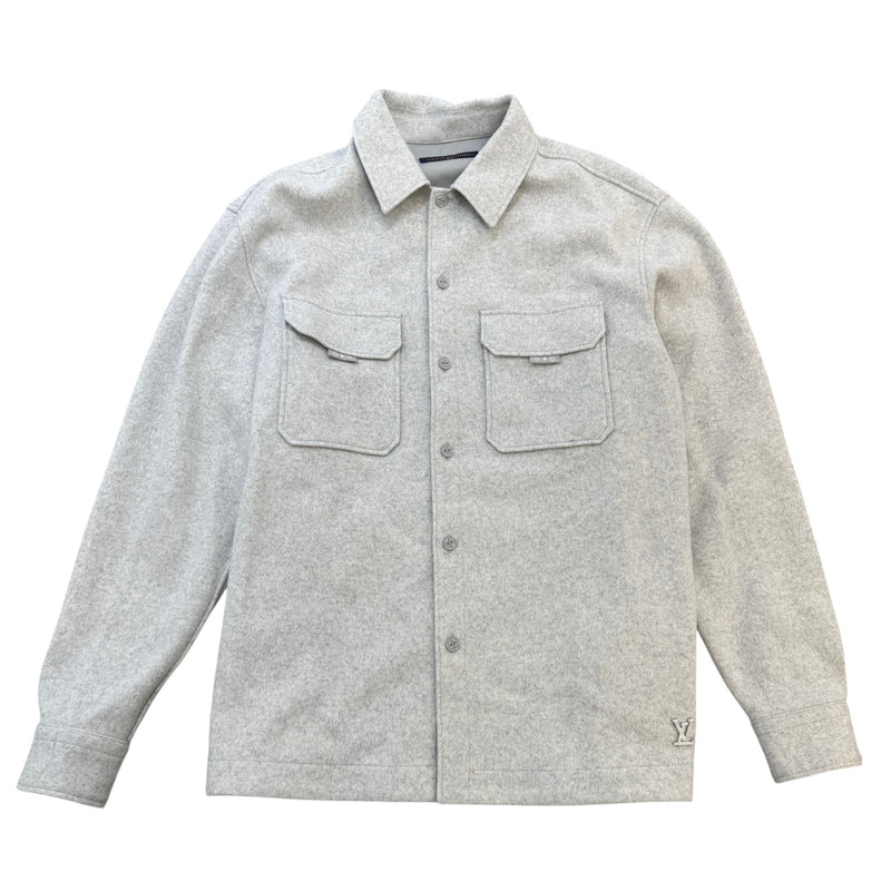 Men's Plaque Logo Wool Jacket Grey Size XL