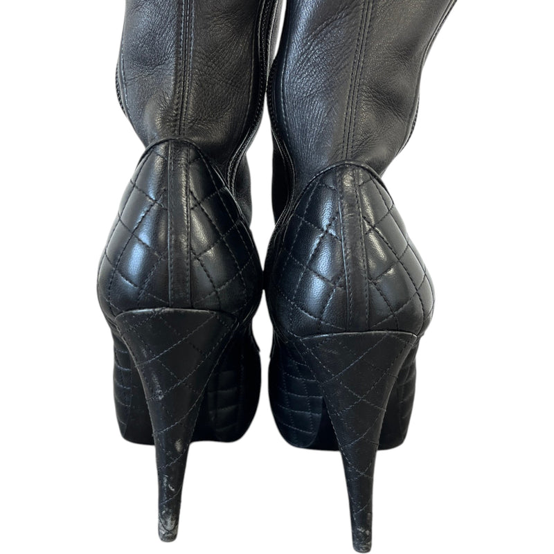 Women's Cc Quilted Knee High Boots Black Size EU 40 / UK 7