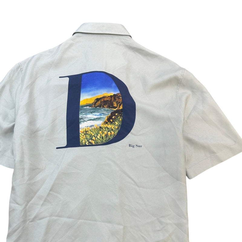 Men's Embroidered Logo Short Sleeve Shirt Blue Size XXS