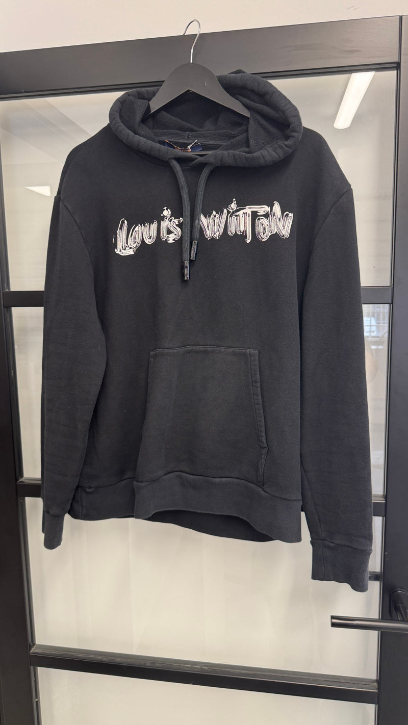 Men's Graphic Logo Hoodie Black Size XL