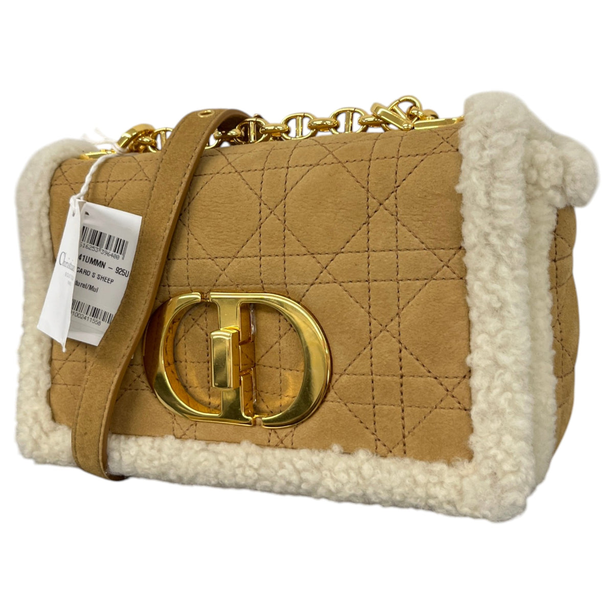 Women's Caro Shearling-Trimmed Quilted Crossbody Bag Tan - Photo 5
