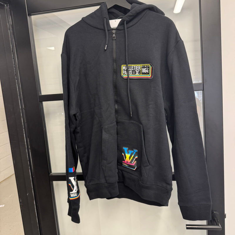Men's LV Malletier Zip Up Hoodie Black Size XXL
