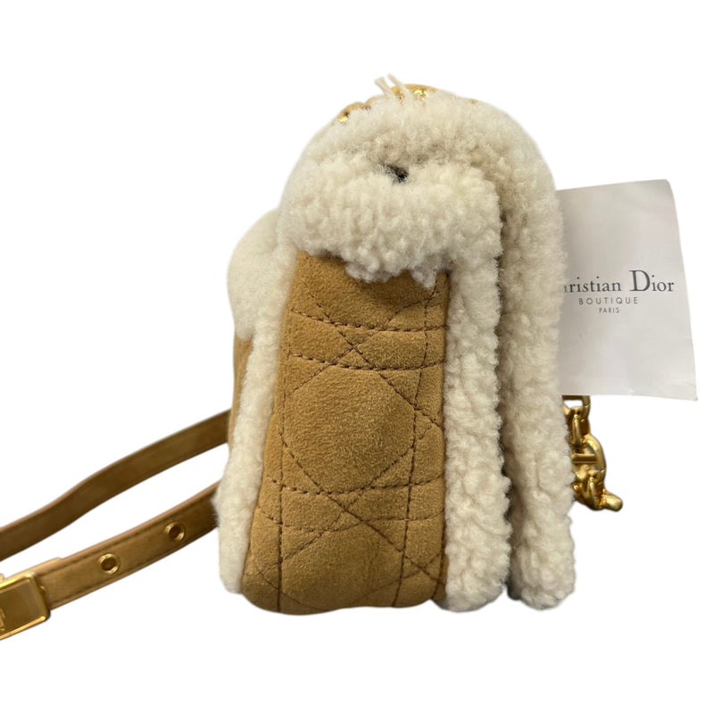 Women's Caro Shearling-Trimmed Quilted Crossbody Bag Tan