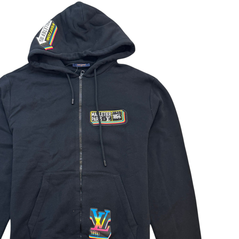 Men's LV Malletier Zip Up Hoodie Black Size XXL