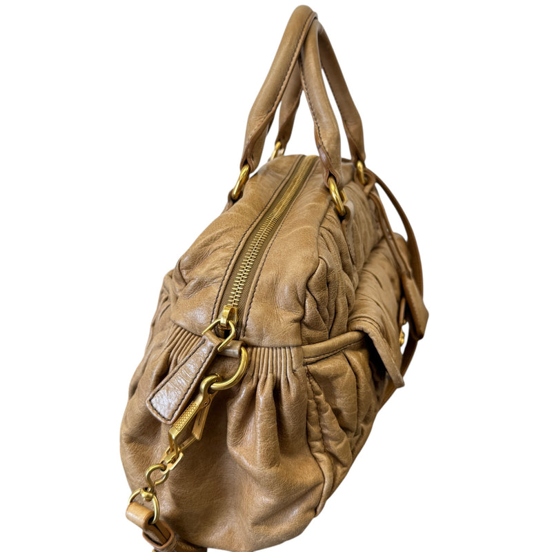 Women's Matelasse Leather Handbag Beige
