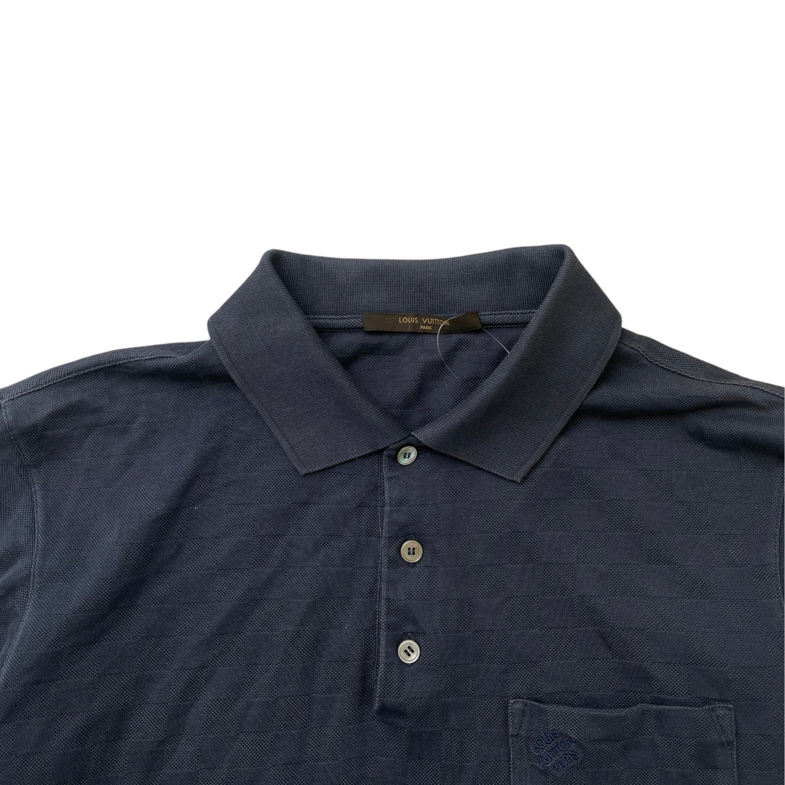 Men's Damier Polo Shirt Navy Size M - Photo 6