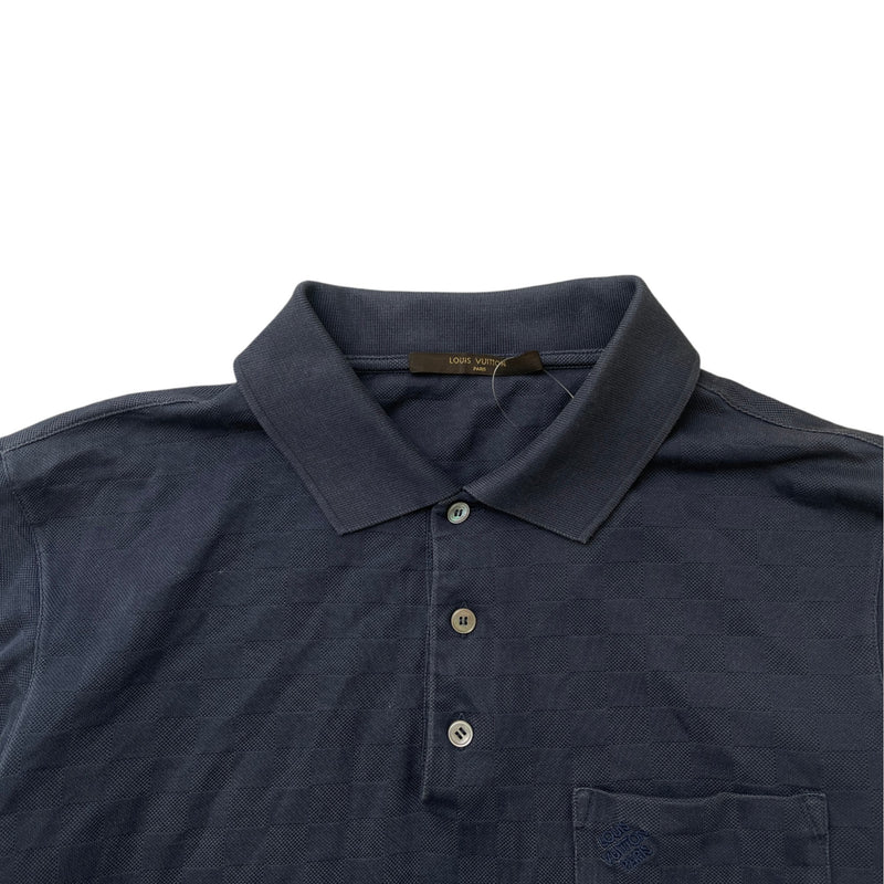Men's Damier Polo Shirt Navy Size M