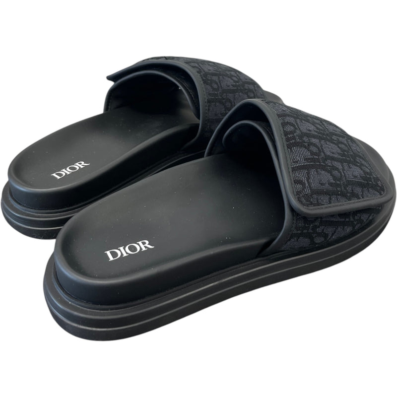 Men's Aqua Oblique Slides Black Size UK 9 / EU 43
