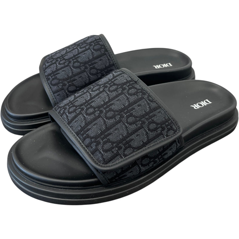 Men's Aqua Oblique Slides Black Size UK 9 / EU 43