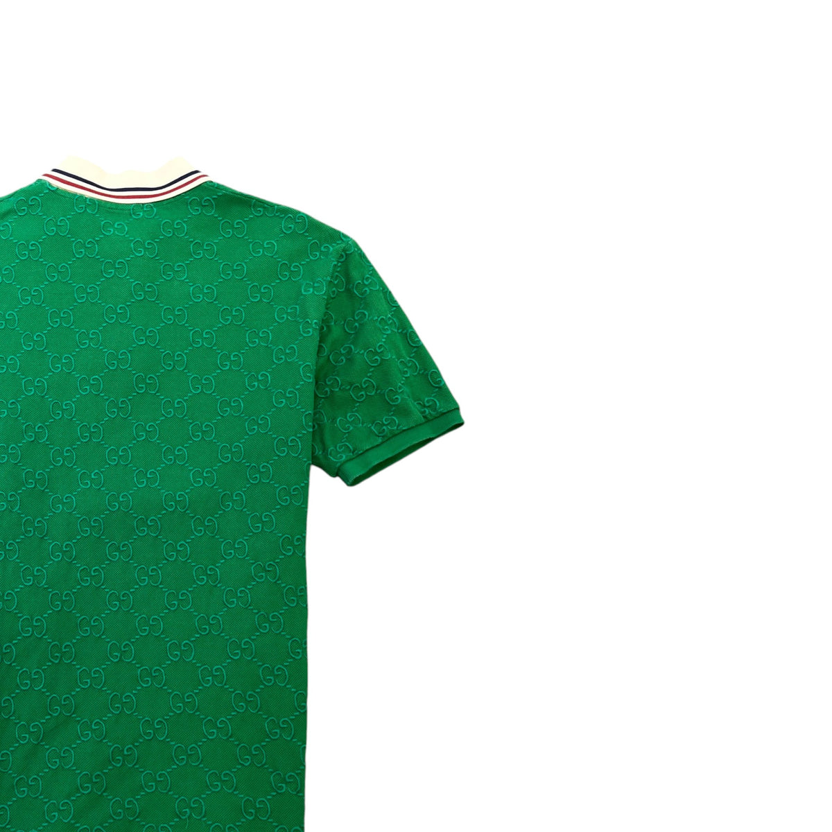 Men's GG Supreme Web Polo Shirt Green Size S - Photo 4