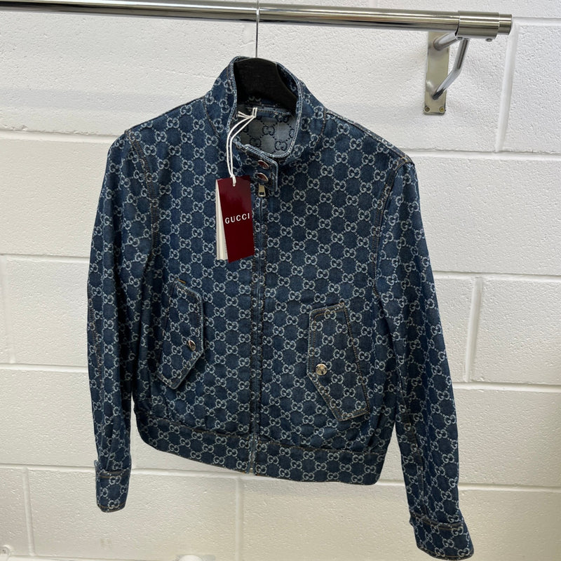Women's Gg Supreme Bomber Denim Jacket Blue Size IT 38 / UK 6