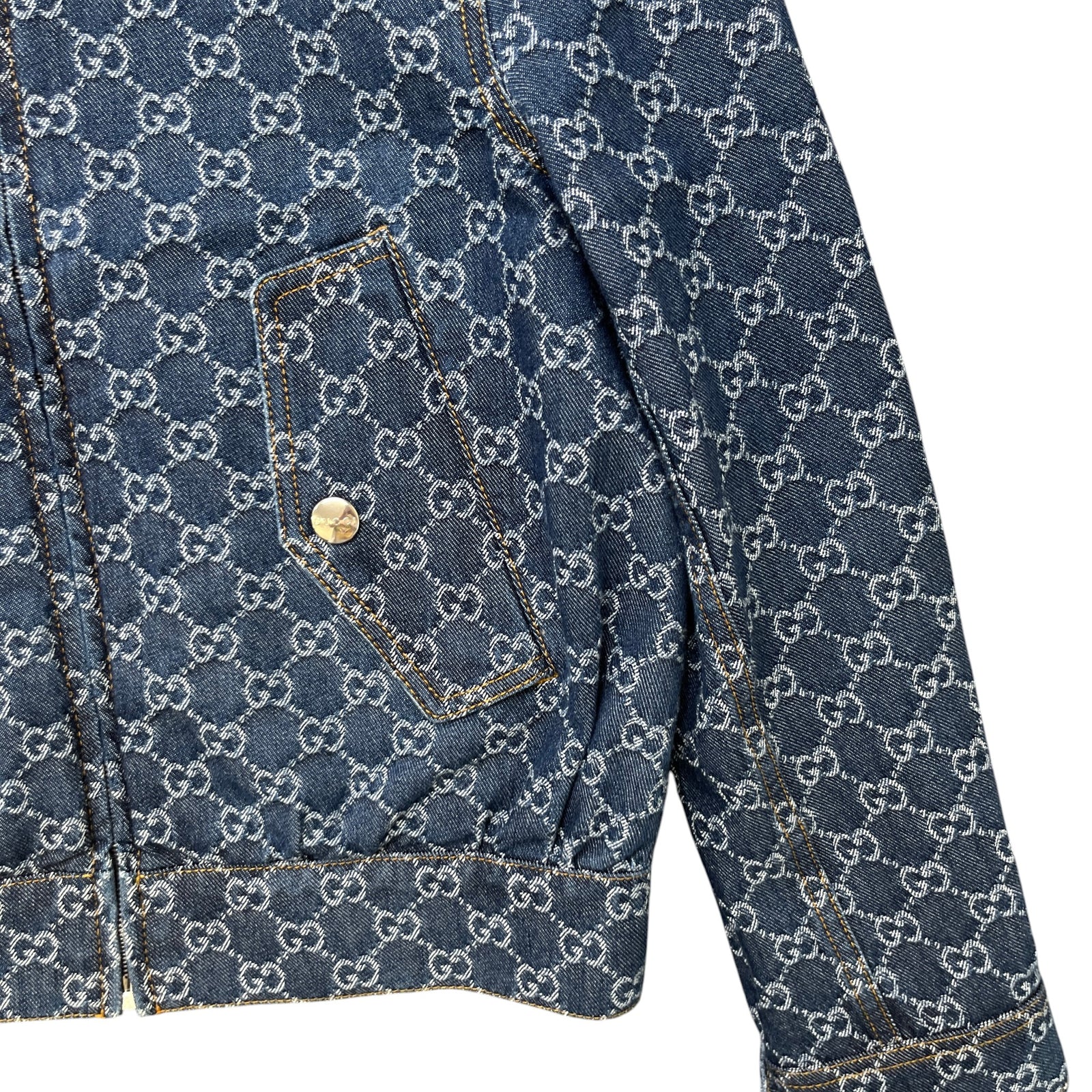 Women's Gg Supreme Bomber Denim Jacket Blue Size IT 38 / UK 6 - Photo 5