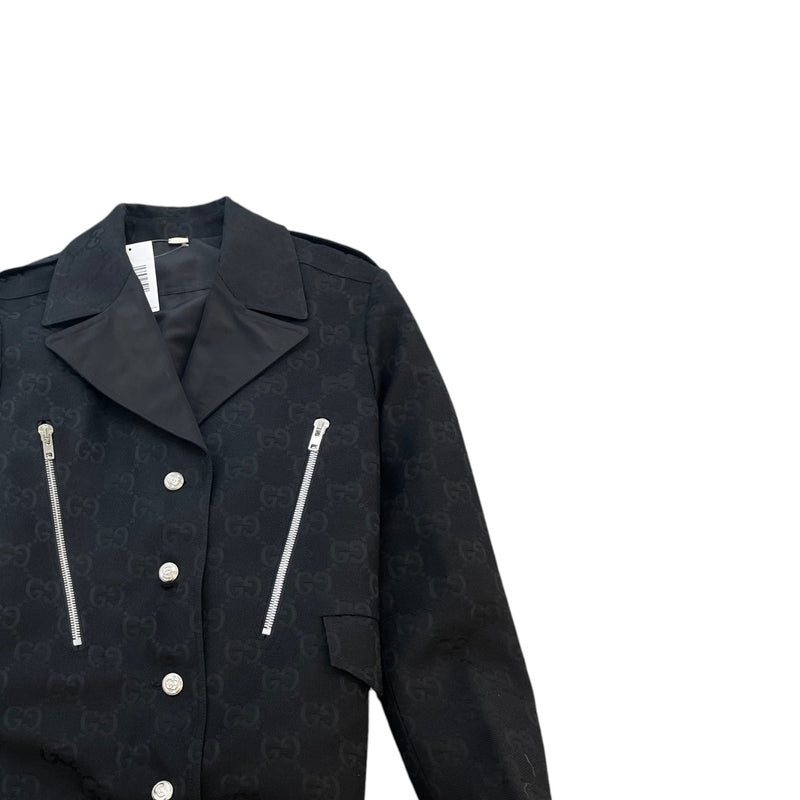 Women's Macro Gg Canvas Reversible Blazer Jacket Black Size IT 38 / UK 6