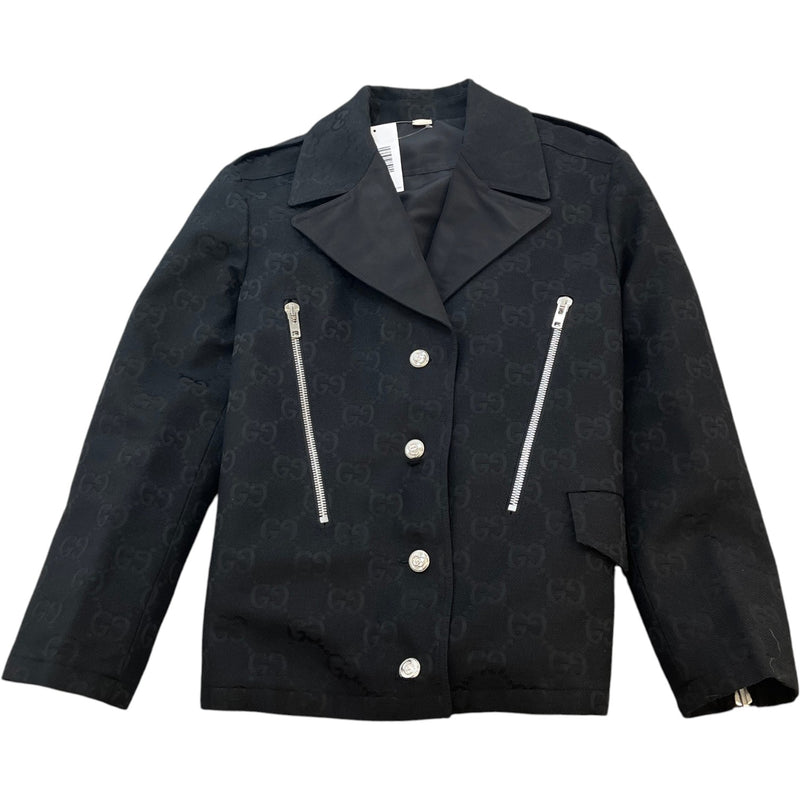 Women's Macro Gg Canvas Reversible Blazer Jacket Black Size IT 38 / UK 6