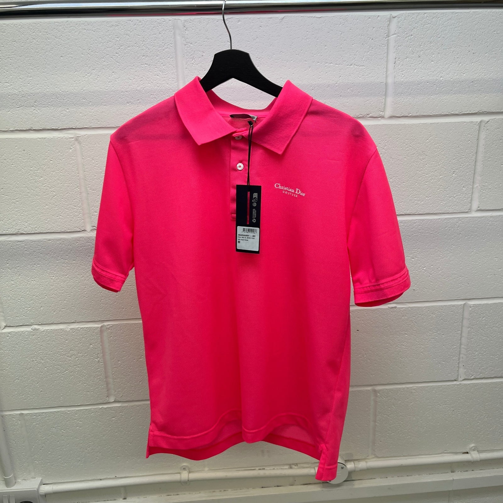 Men's Embroidered Logo Polo Shirt Pink Size M - Photo 8