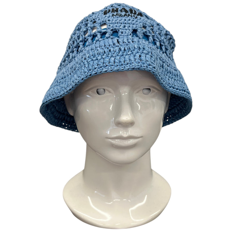 Women's Raffia Crochet Bucket Hat Black Size L