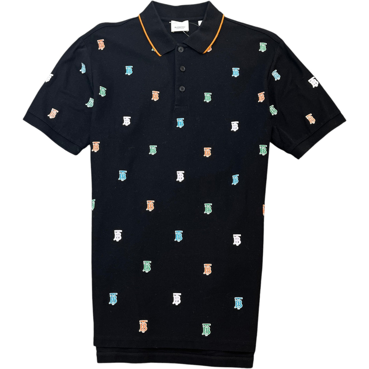 Men's TB Monogram Embroidered Polo Shirt Black Size S - Photo 1