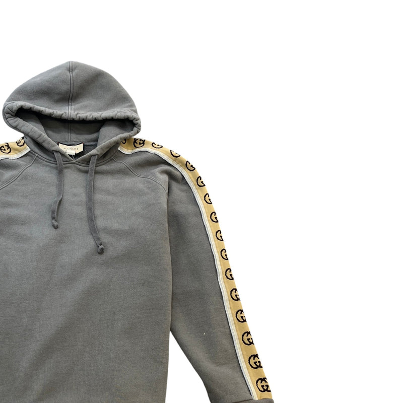 Men's Gg Tape Detail Hoodie Grey Size XL
