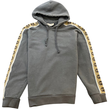 Men's Gg Tape Detail Hoodie Grey Size XL