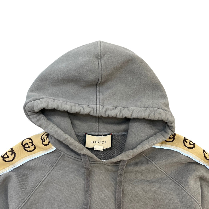 Men's Gg Tape Detail Hoodie Grey Size XL