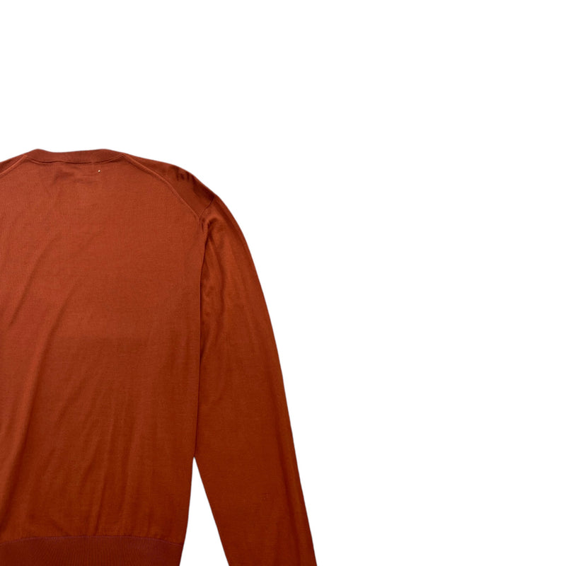 Men's V Neck Sweatshirt Burnt Orange Size 4XL