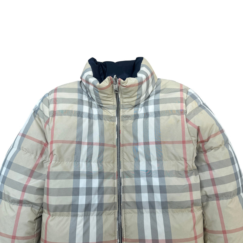 Women's Signature Check Reversible Down Jacket Beige Size M / UK 10