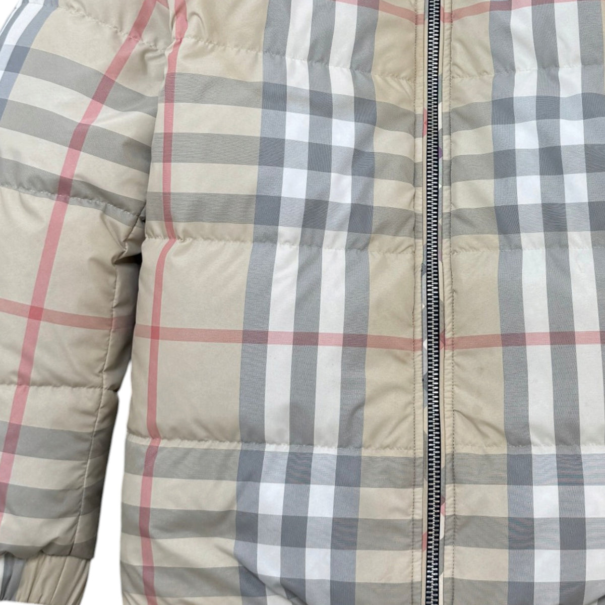 Women's Signature Check Reversible Down Jacket Beige Size M / UK 10 - Photo 9