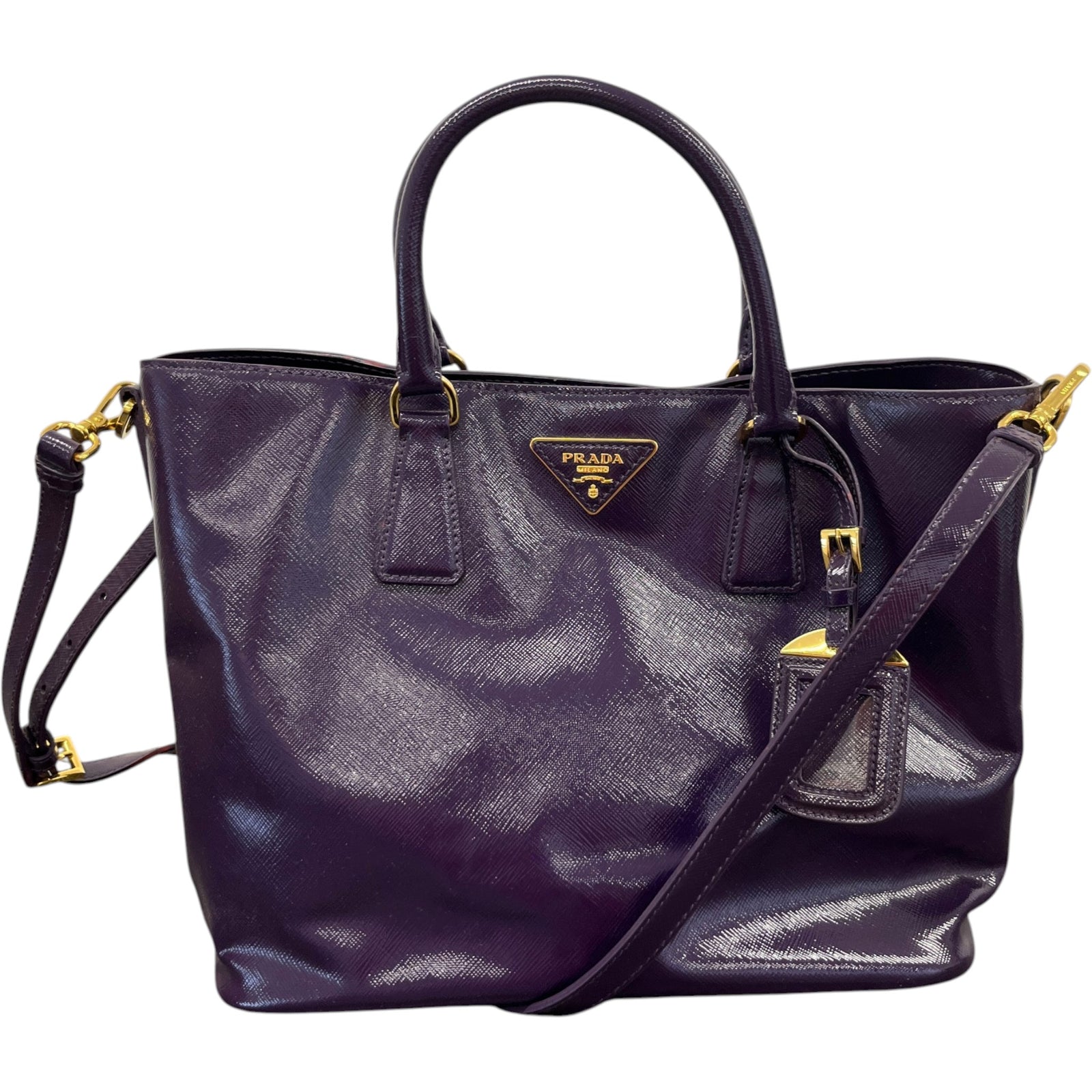 Women's Glazed Saffiano Leather Tote Handbag Purple - Photo 1