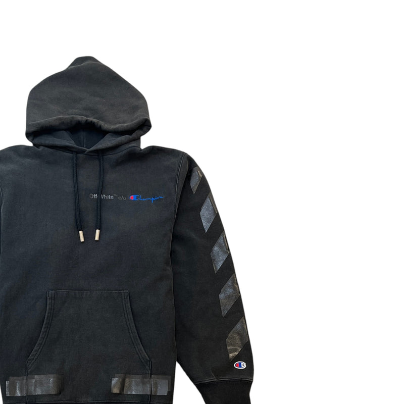 Men's X Champion Diagonal Stripe Hoodie Black Size M