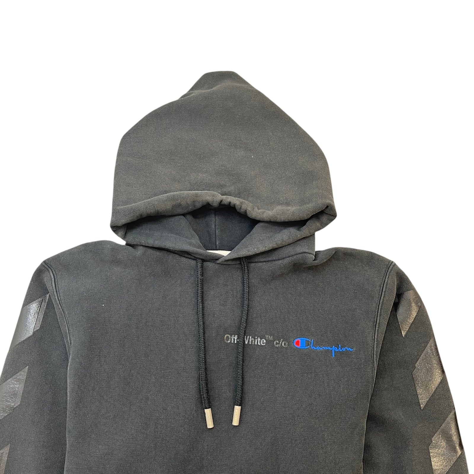 Men's X Champion Diagonal Stripe Hoodie Black Size M - Photo 5