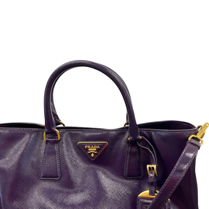 Women's Glazed Saffiano Leather Tote Handbag Purple