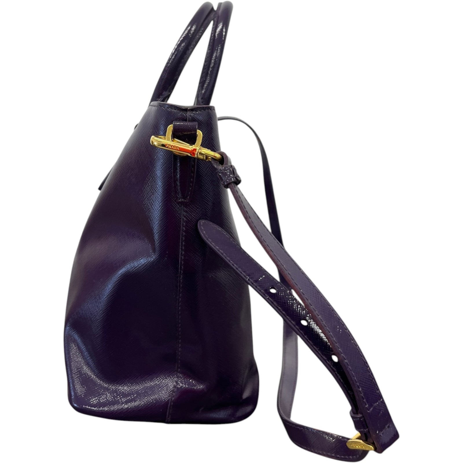 Women's Glazed Saffiano Leather Tote Handbag Purple - Photo 7