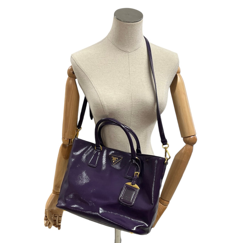 Women's Glazed Saffiano Leather Tote Handbag Purple