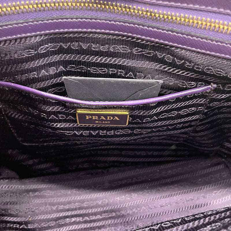 Women's Glazed Saffiano Leather Tote Handbag Purple