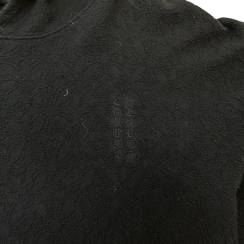 Men's Jacquard Embroidered Hoodie Black Size L