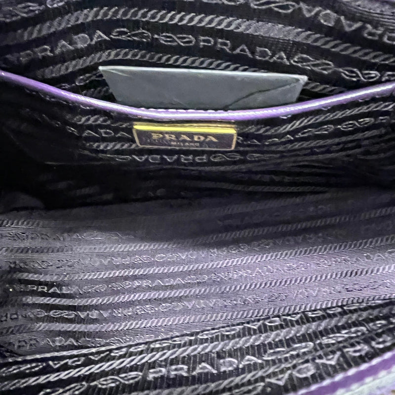 Women's Glazed Saffiano Leather Tote Handbag Purple