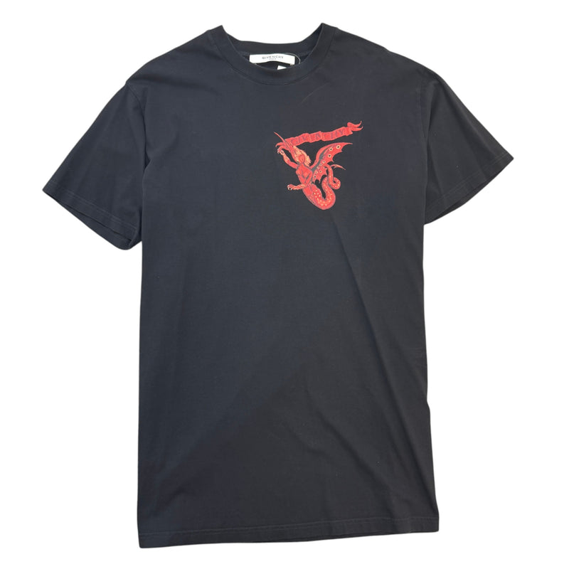 Men's Dragon Mermaid T-Shirt Black Size XS