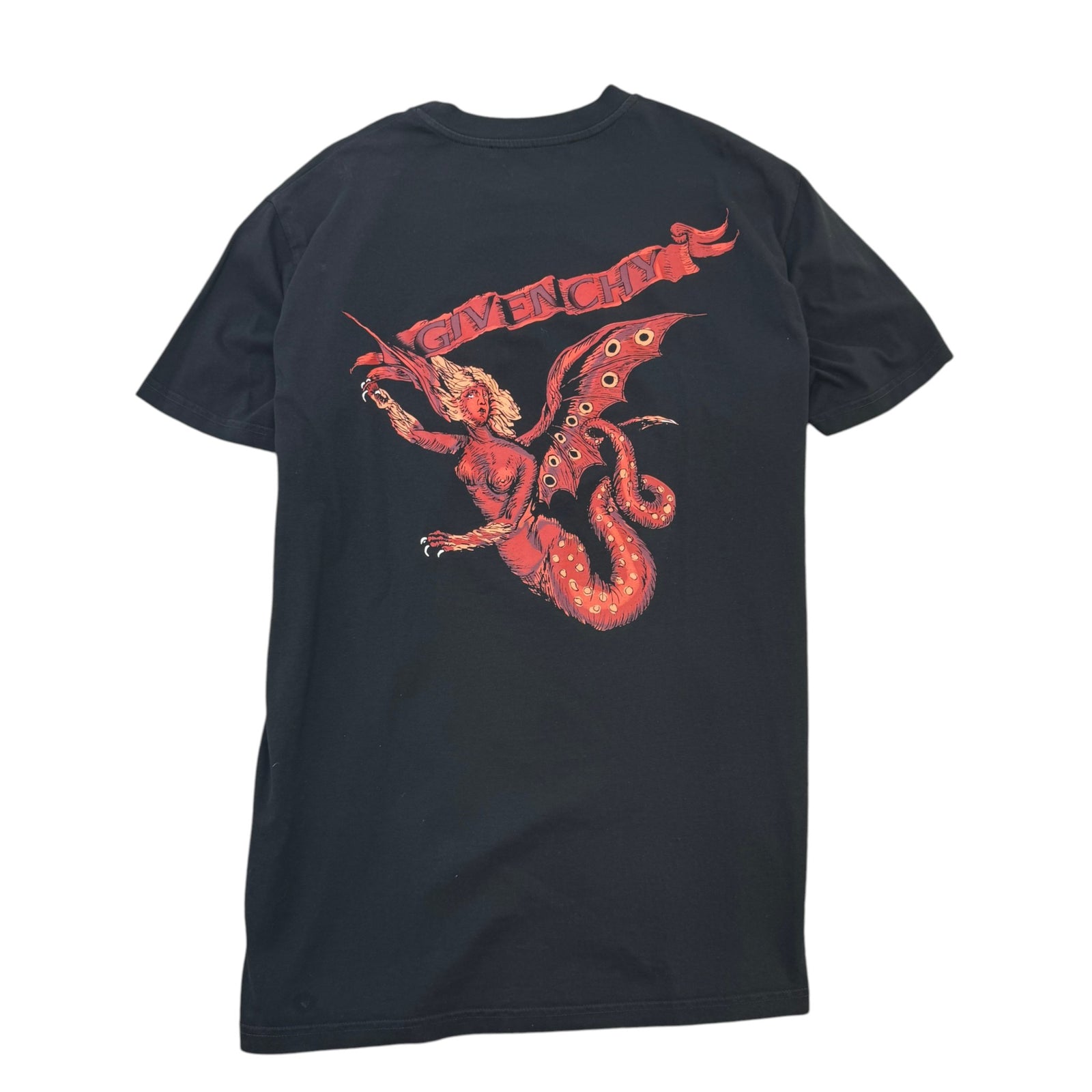 Men's Dragon Mermaid T-Shirt Black Size XS - Photo 2