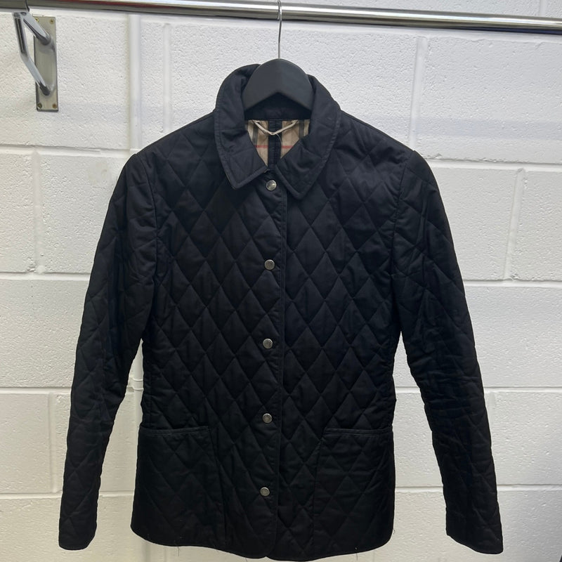 Women's Belted Quilted Jacket Black Size XS