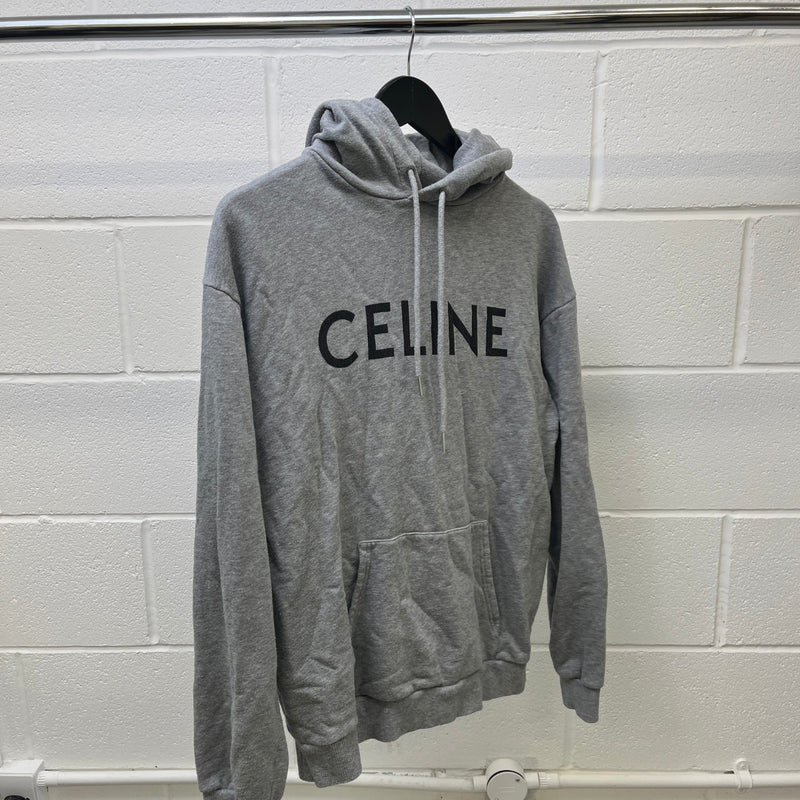 Men's Logo Print Hoodie Grey Size M