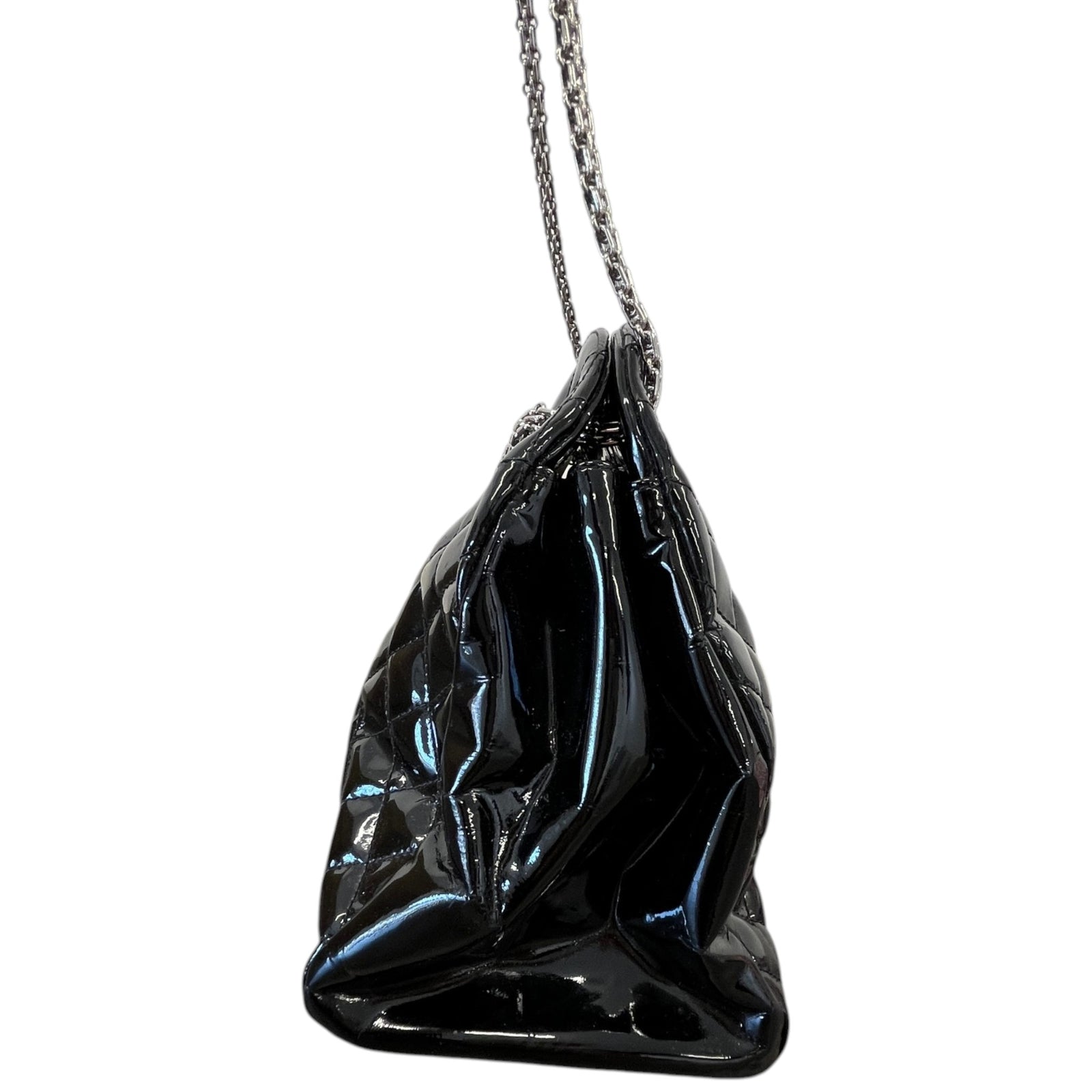 Women's Medium Just Mademoiselle Bowler Patent Bag Black - Photo 6