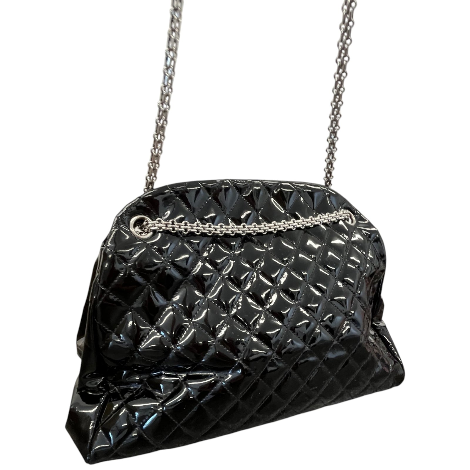 Women's Medium Just Mademoiselle Bowler Patent Bag Black - Photo 8