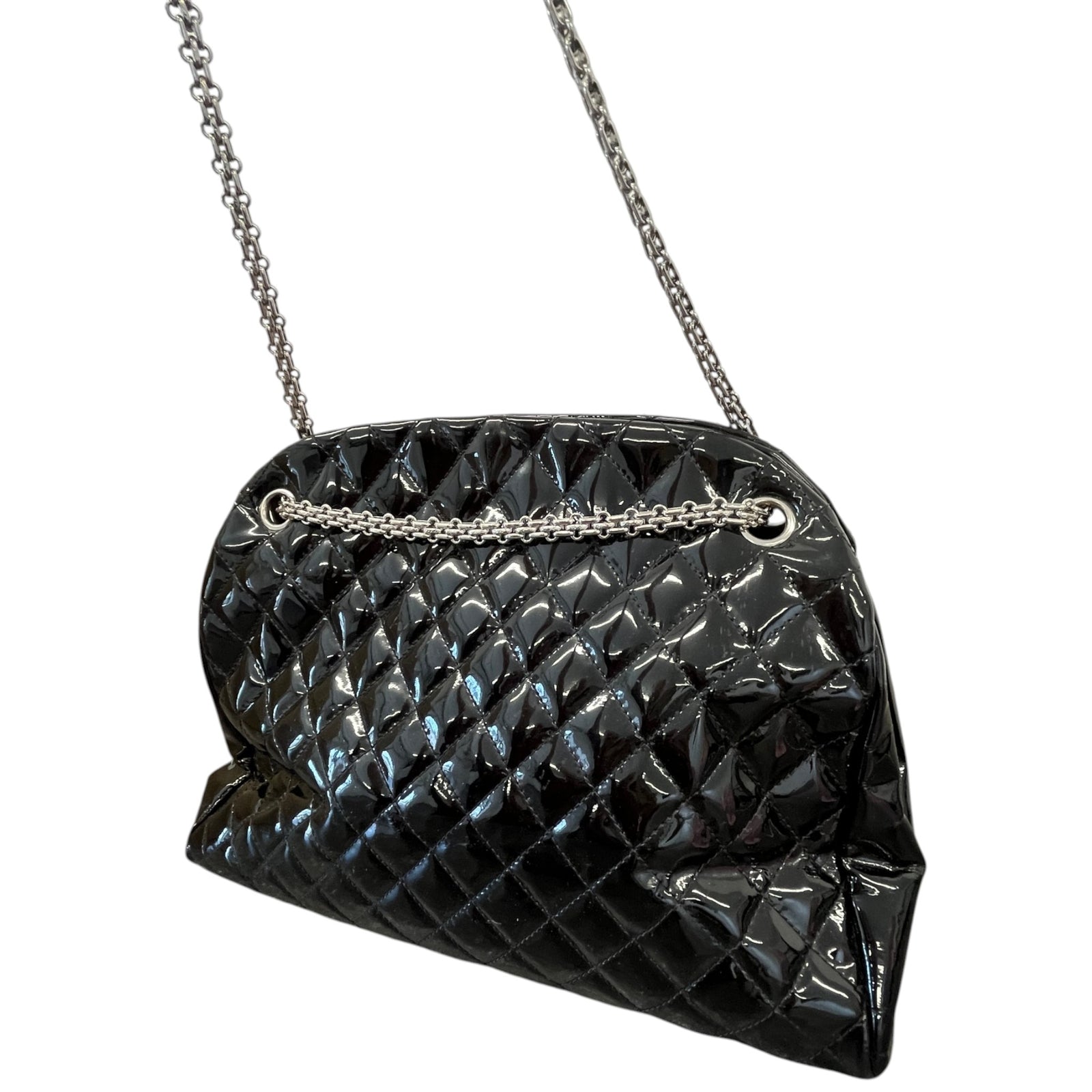 Women's Medium Just Mademoiselle Bowler Patent Bag Black - Photo 9