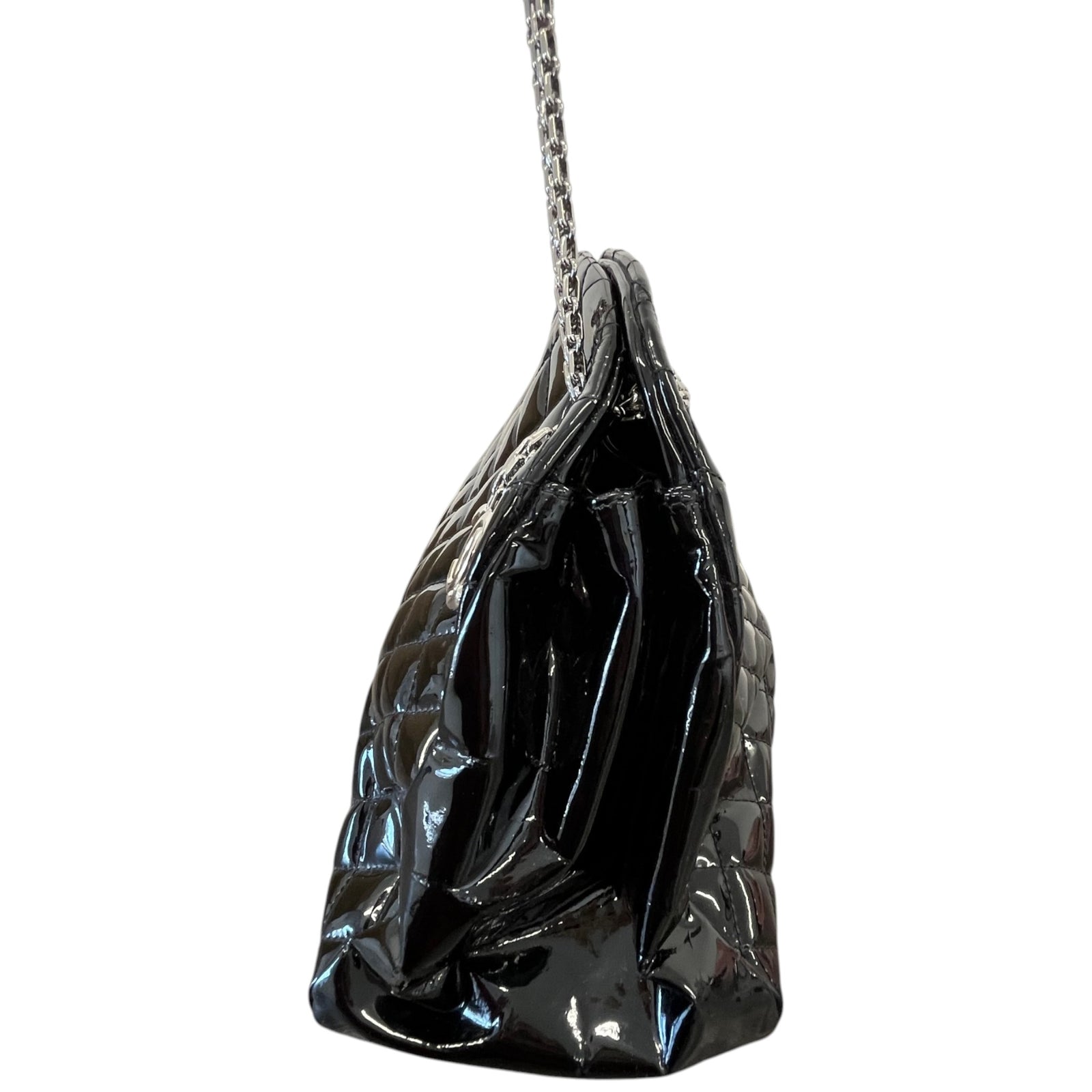 Women's Medium Just Mademoiselle Bowler Patent Bag Black - Photo 7