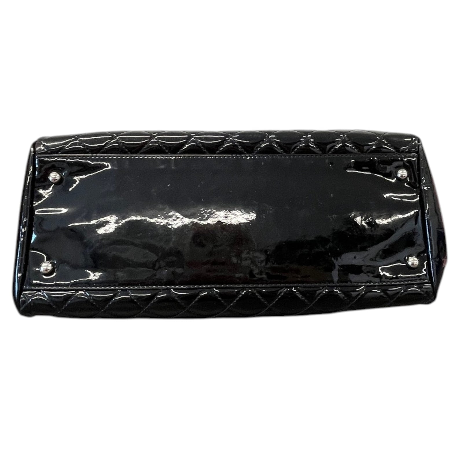 Women's Medium Just Mademoiselle Bowler Patent Bag Black - Photo 10