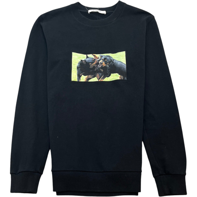 Men's Rottweiler Print Sweatshirt Black Size S