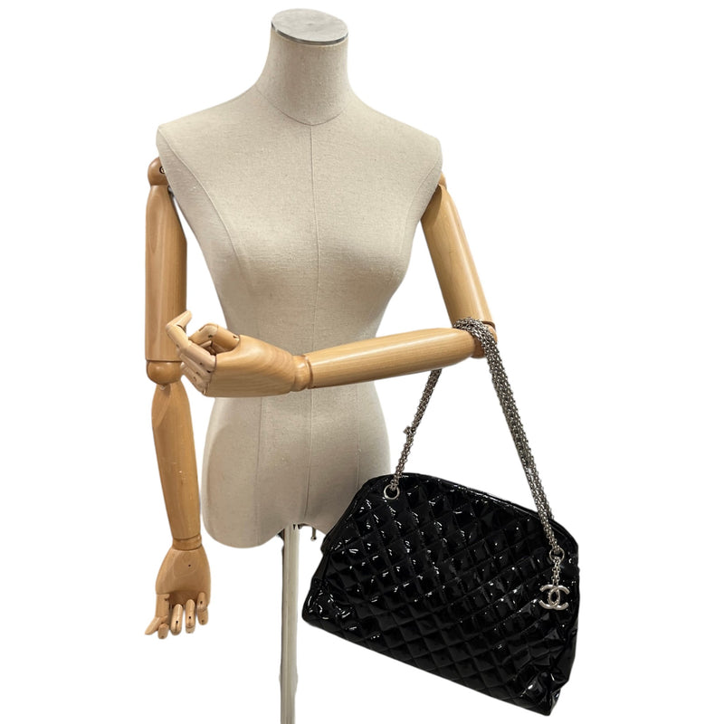 Women's Medium Just Mademoiselle Bowler Patent Bag Black