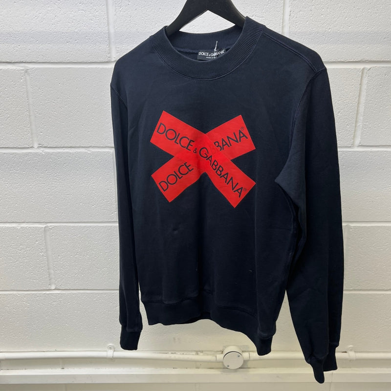 Men's Tape Logo Sweatshirt Navy Size IT 46 / UK S